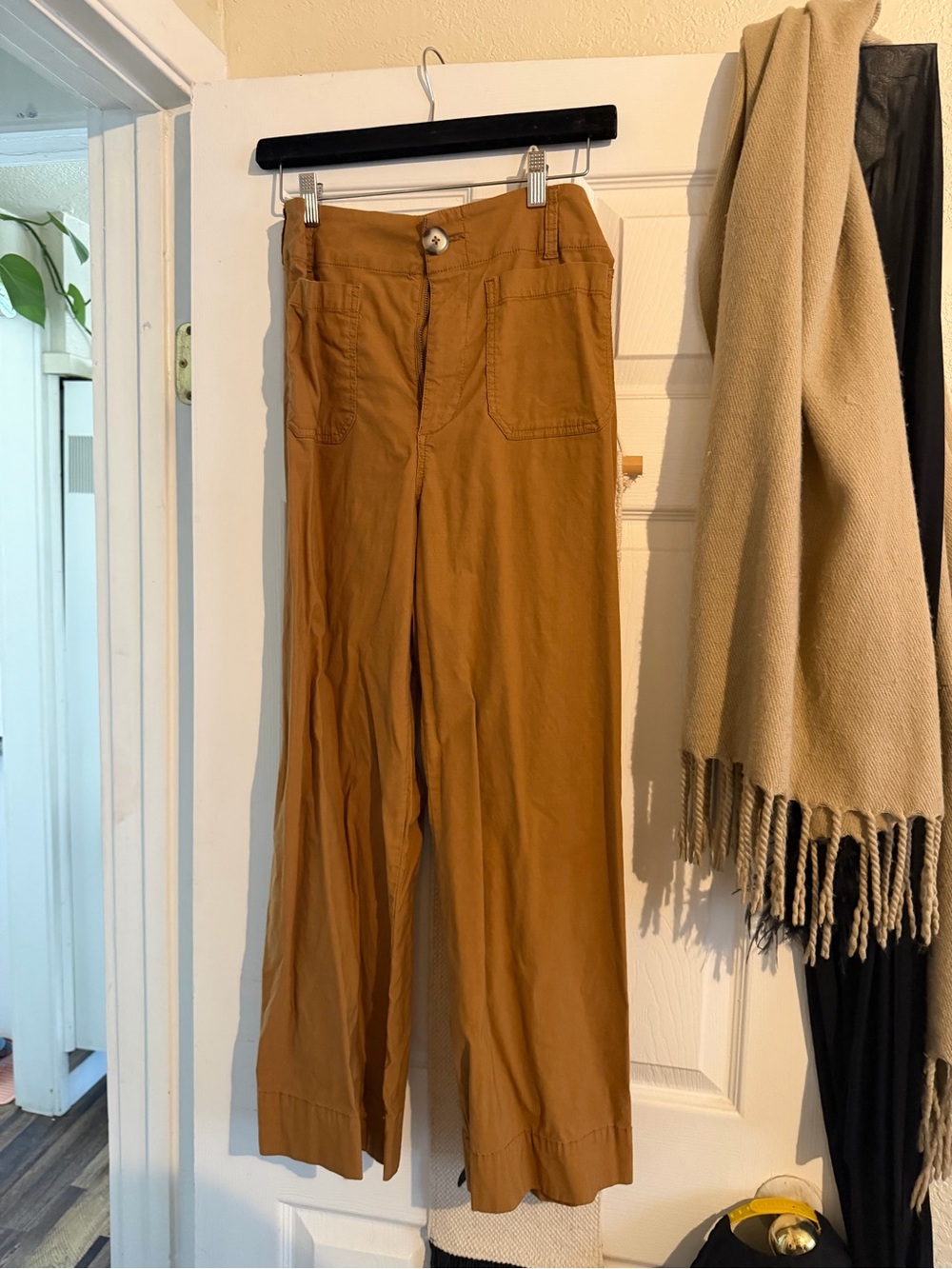 Mave Anthropologie Wide-Leg Chinos in Camel Tan